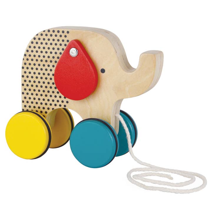 Chronicle Books - Wholesale Wood Toy - Kids - Wooden Jumbo Jumping Elephant Pull Toy