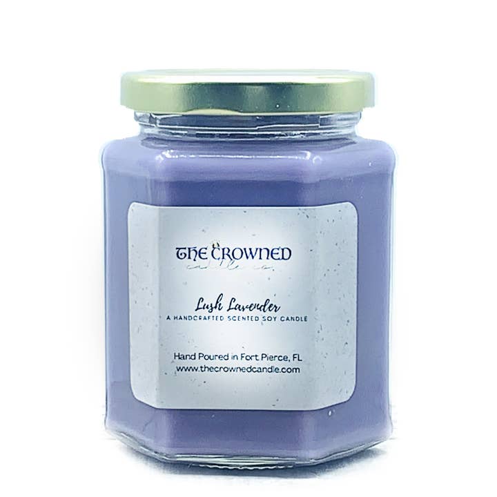Lush Lavender Soy Candle for wholesale by The Crowned Candle Company