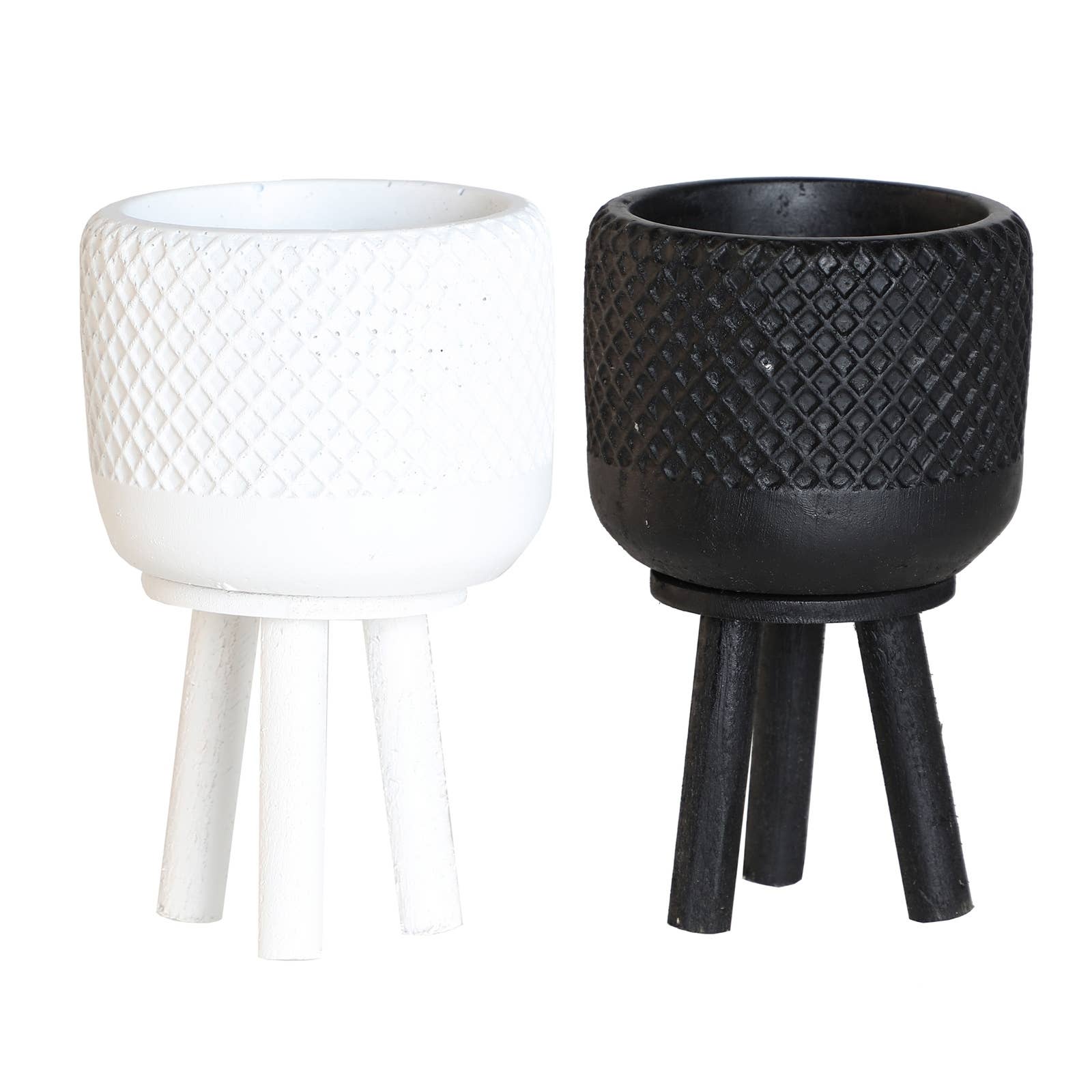 B&B - Wholesale Plant Pot - Assorted Planter 2, Made of Cement, In White Color, 9X9X15cm0