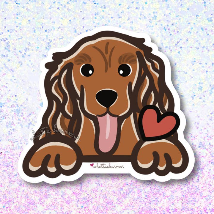 Cocker Spaniel Dog Sticker, Red for wholesale by WhattaCharmer