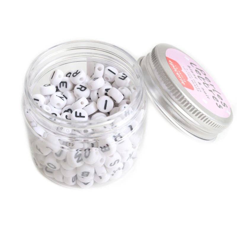 La Petite Épicerie – Großhandel Perlen – Buchstabenperlen-Set – Weiß und Schwarz5