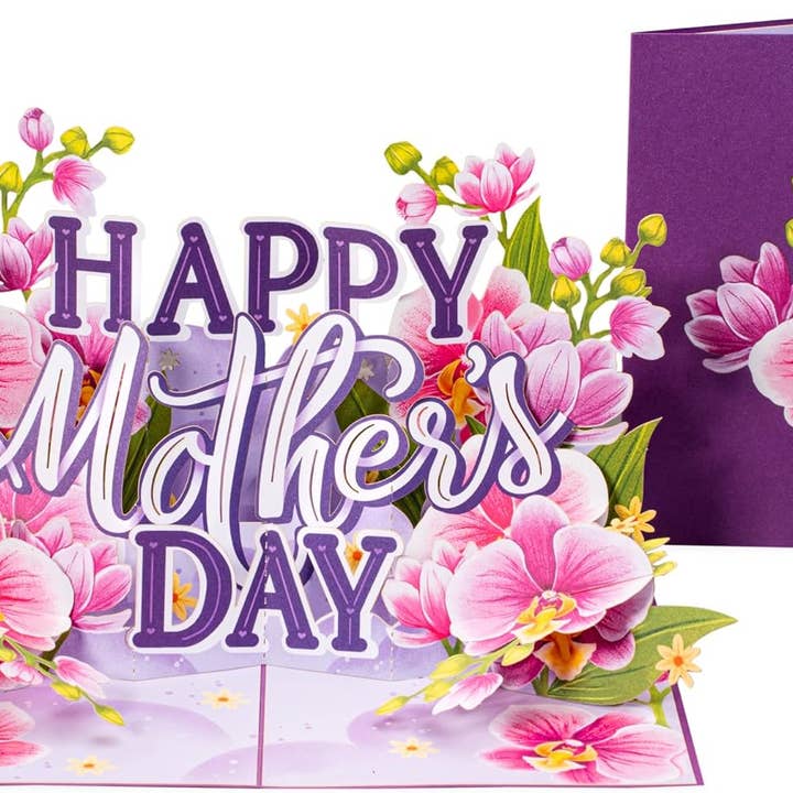 Paper Love - Wholesale Mother's Day Card - Happy Mothers Day Orchids Pop Up Card - 5" x 7"