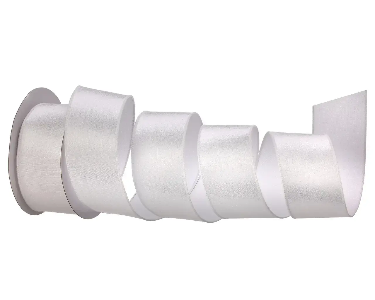 CMC Wholesale – wholesale Ribbon – Gift wrapping – Wired Velvet Dupion Back Ribbon 2.5" x 10YD - White0