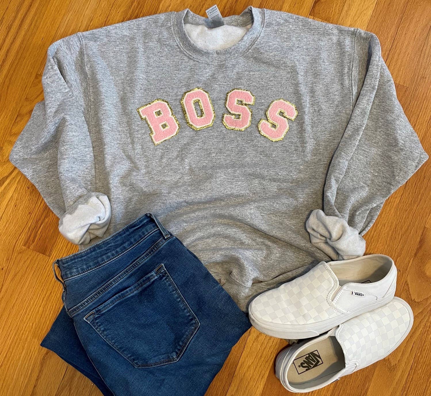 The Powerful Co. - Wholesale Graphic Sweatshirt - Women's - Custom - Varsity Chenille Letter Patch Sweatshirt5