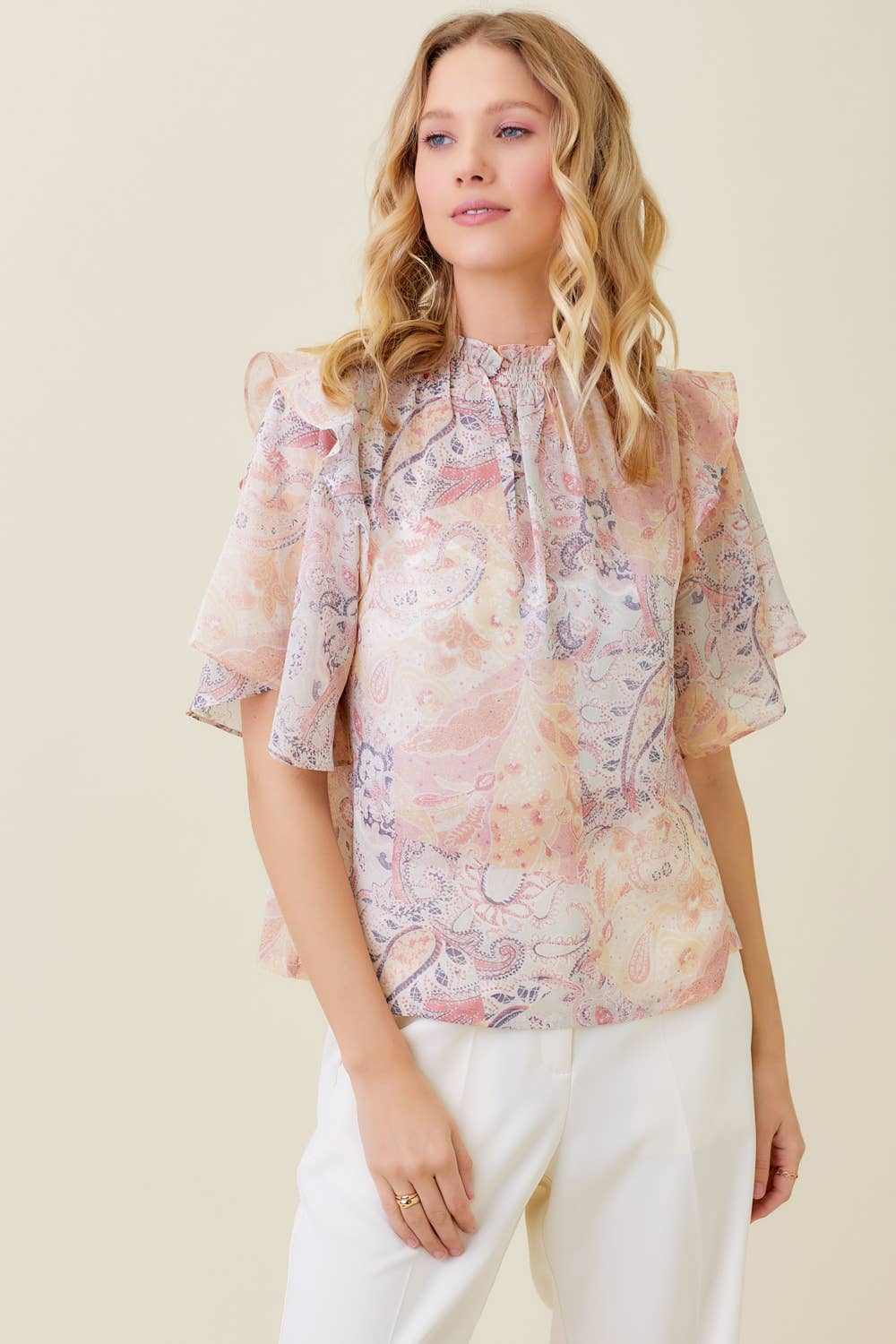 CRM PAISLEY 60089 Bluse mit gesmoktem Ausschnitt für den Großhandel auf Faire6