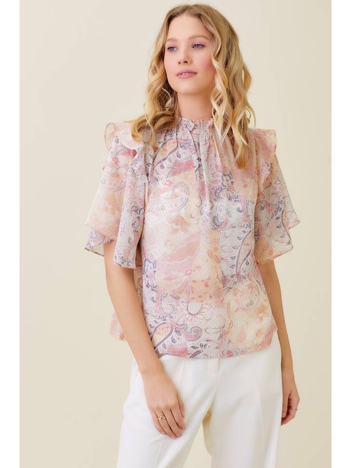 CRM PAISLEY 60089 Bluse mit gesmoktem Ausschnitt für den Großhandel auf Faire6