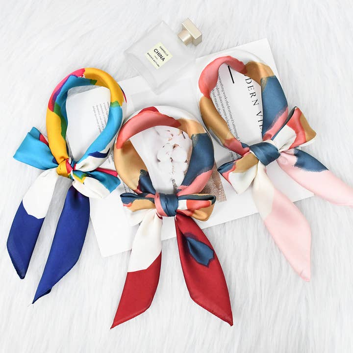 ACCITY - Wholesale Scarf - Women's - 2024 NEW RETRO POLKA DOT COLORBLOCK SQUARE SCARF_CWASC1157