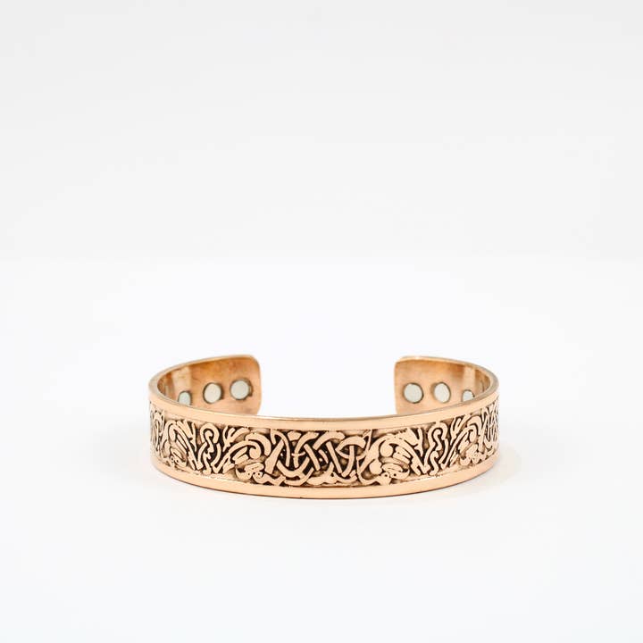 El'Cobre - Vente Bracelet manchette - Bracelet aimanté en cuivre (Design 12)