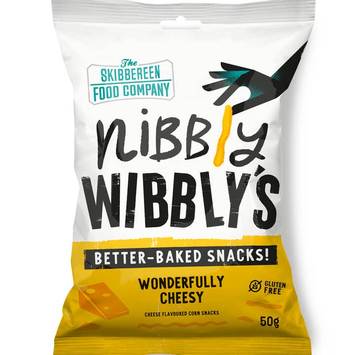 Nibbly Wibbly's — Wonderfully Cheesy (20 x 50 g) para venta al por mayor de The Skibbereen Food Company