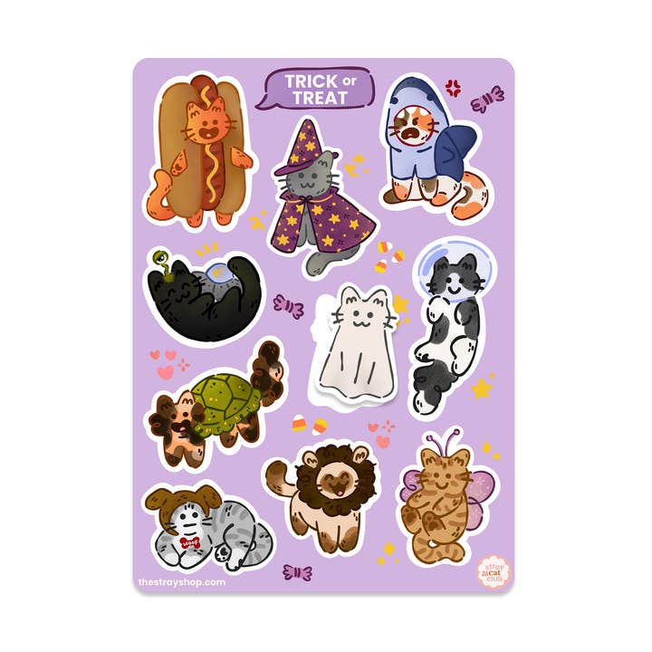 Trick or Treat Sticker Sheet for wholesale by The Stray Shop