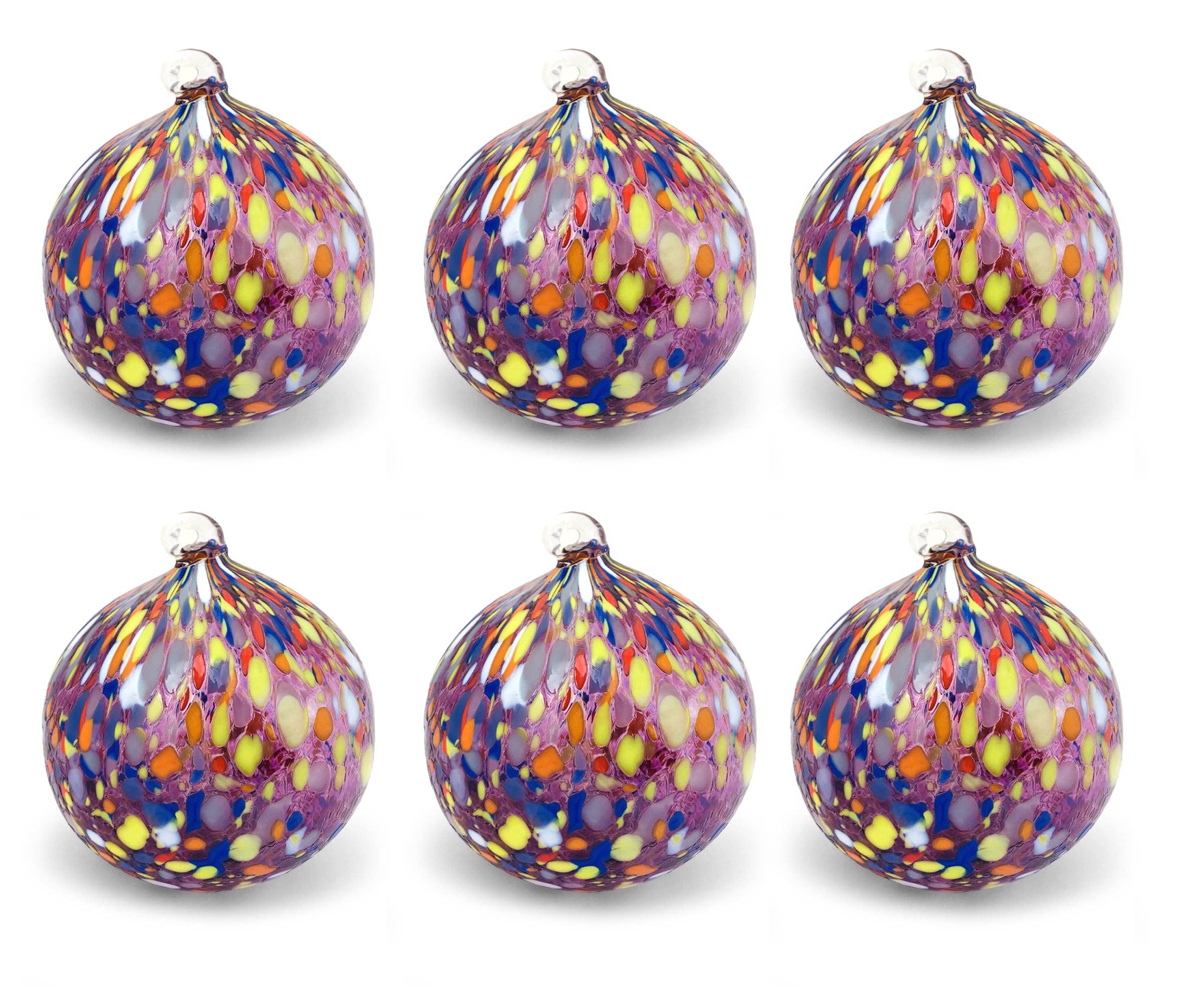 Mazzega Art & Design - Vendita all'ingrosso Set di decorazioni  - Palle di Natale in vetro “I Colori di Murano” confezione 6 palline grandi in vetro soffiato colorate lavorazione artigianale Ornamentali Decorazioni di Natale per Albero di Natale con Anello da Appendere Ø 9 cm.6