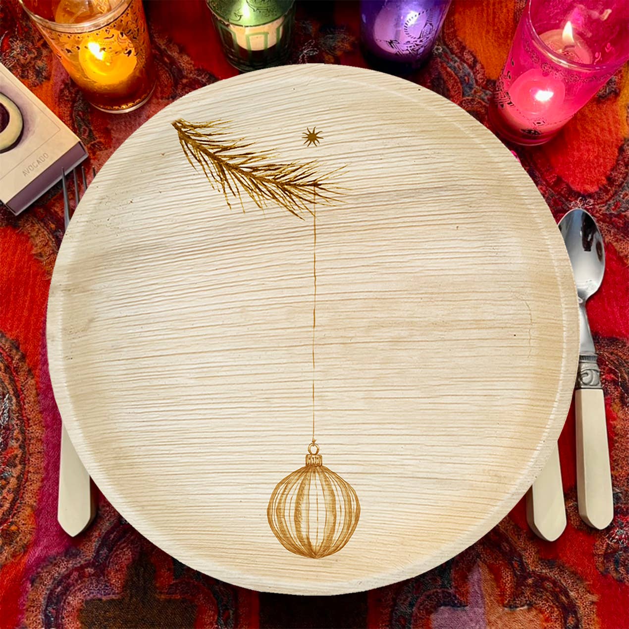 maaterra - Wholesale Disposable Plate - Compostable Palm Leaf Plates - Ornament, 6-12"2