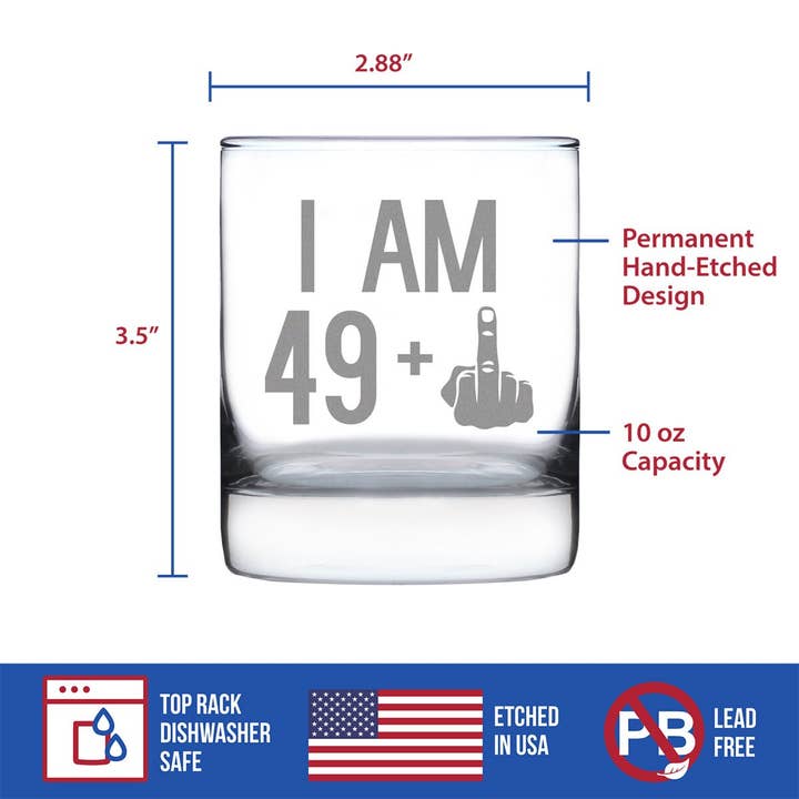 bevvee - Wholesale Cocktail/Liquor Glass - 50th Birthday Gifts - 49 Middle Finger Whiskey Rocks Glass