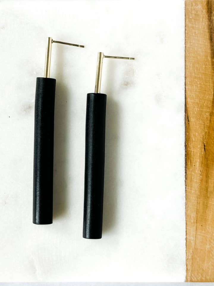 PILAR | Black Polymer Clay Earrings | Signature Collection for wholesale by Aves + Brit | Handmade Midwest Modern Jewelry