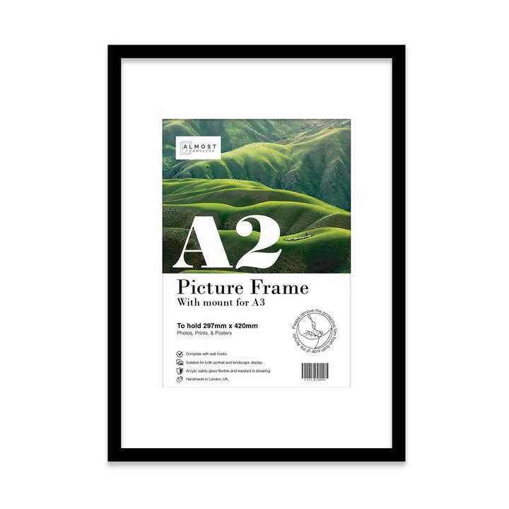 WholesaleFrames.co.uk – wholesale Picture frame – Black A2 Picture Frame With mount for A30