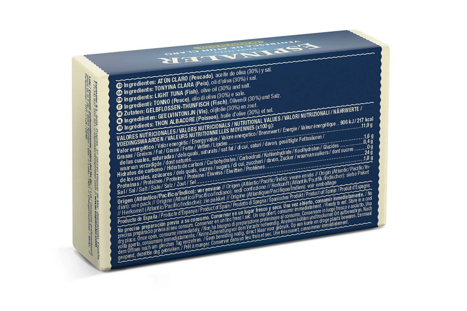 ESPINALER 1896 S.L - Wholesale Tinned Fish - Ventresca Light Tuna Olive Oil ESPINALER OL-1201