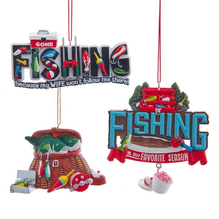 Kurt S. Adler, Inc. - Wholesale Ornament - 2.75-3.5"RESIN FISHING ORNAMENT 3/ASSTD