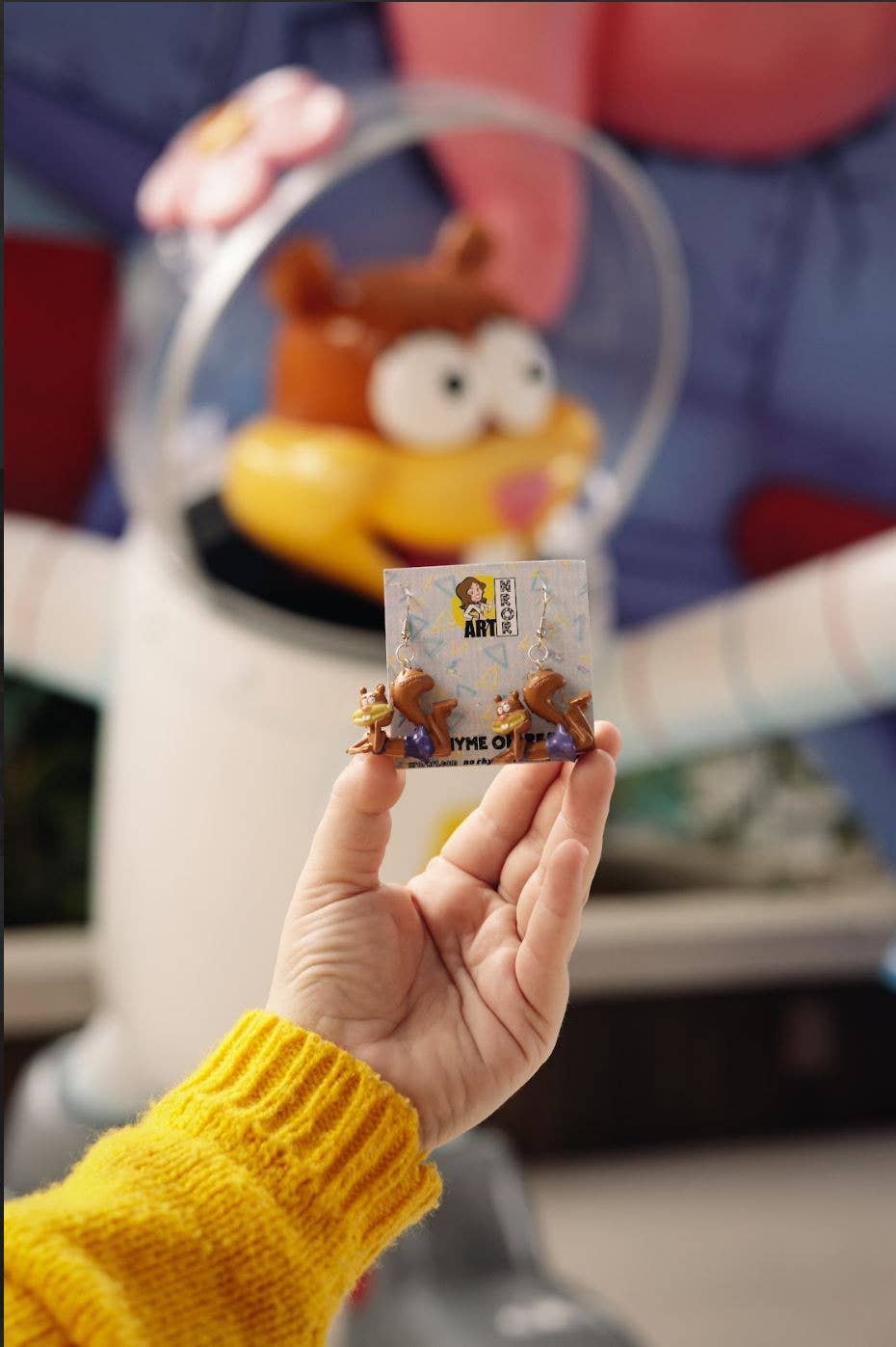 NO RHYME OR REASON ART – wholesale Dangle earrings – Spongebob Sandy Tree Dome Earrings -2005 - Vintage, Upcycled1