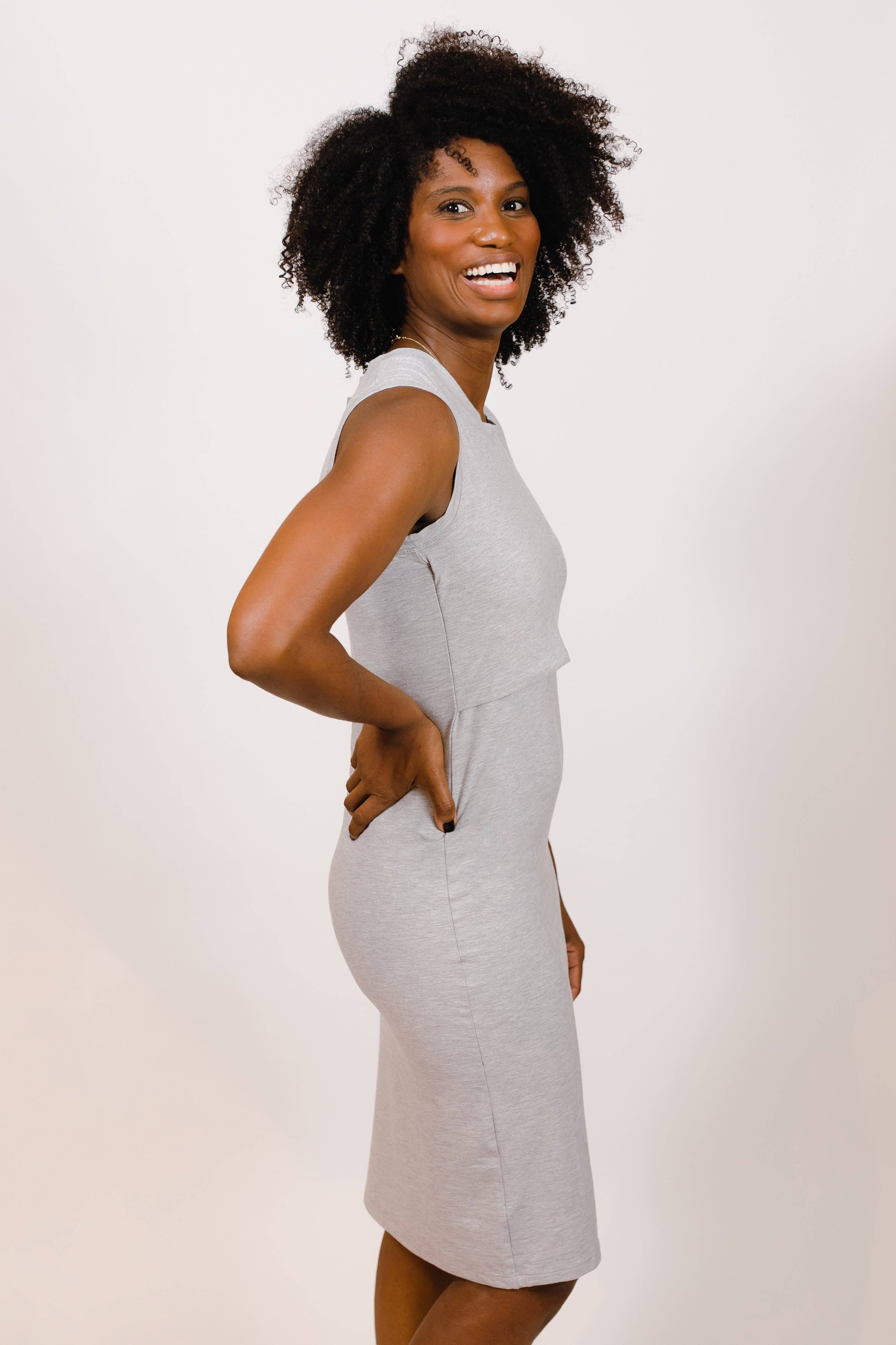 MLM Brand - Venta al por mayor Vestidos de lactancia - Maternidad - Vestido pequeño para amamantar - Heather Grey3