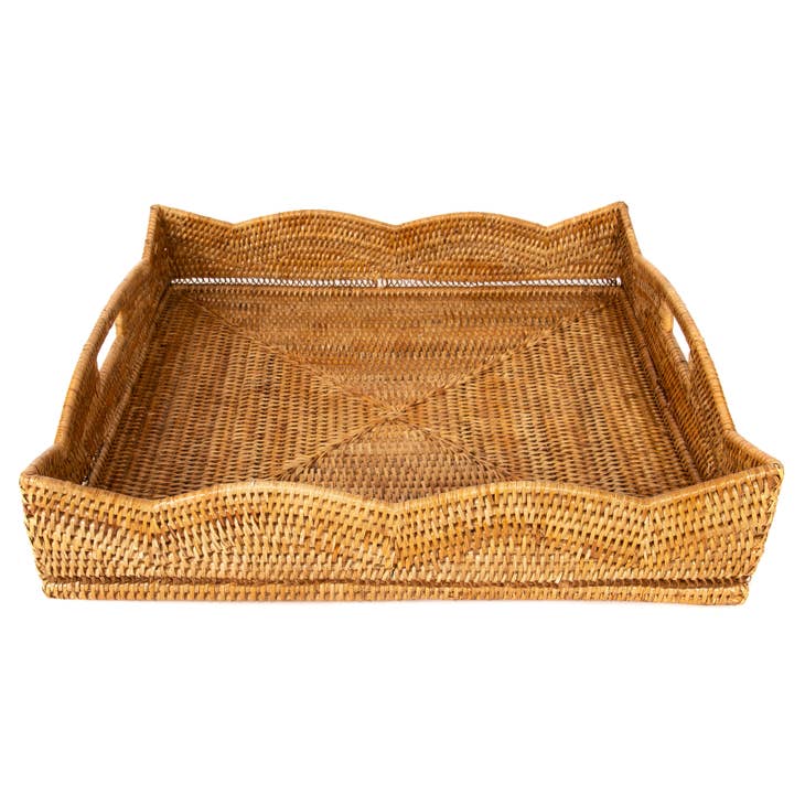Wholesale Artifacts Rattan Scallop Collection Square Tray for your