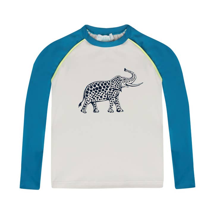 Jungen-Langarm-Rashguard in Grau und Petrol für den Großhandel von Marie Raxevsky Beach Couture