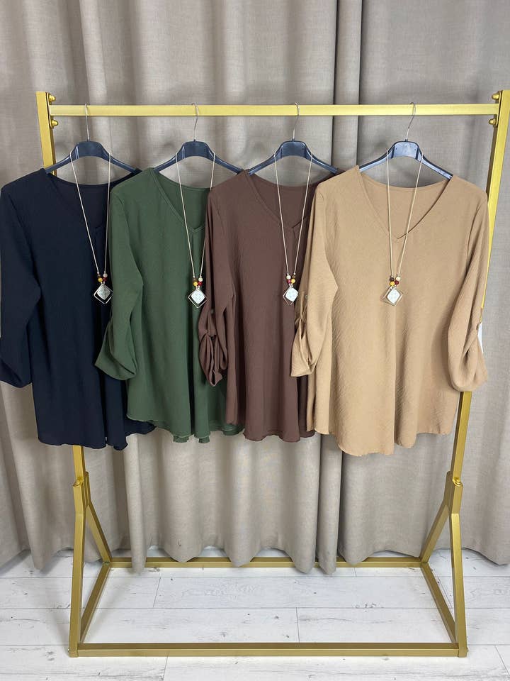 Riiver Plunge Neck Oversized Necklace Top for wholesale by My Winners Direct