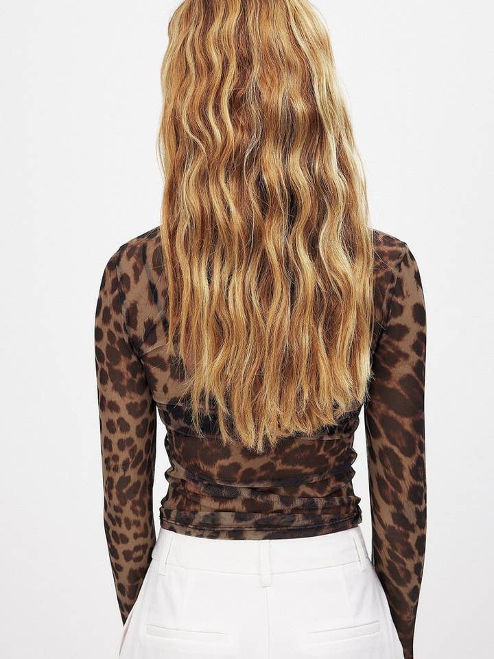 CWTBLL3946_SEXY LEOPARD MESH PRINT SLIM FIT TEE TOP for wholesale on Faire4