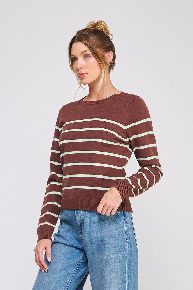 Allie Rose - Wholesale Knit Top - Women's - Fine gauge striped sweater2