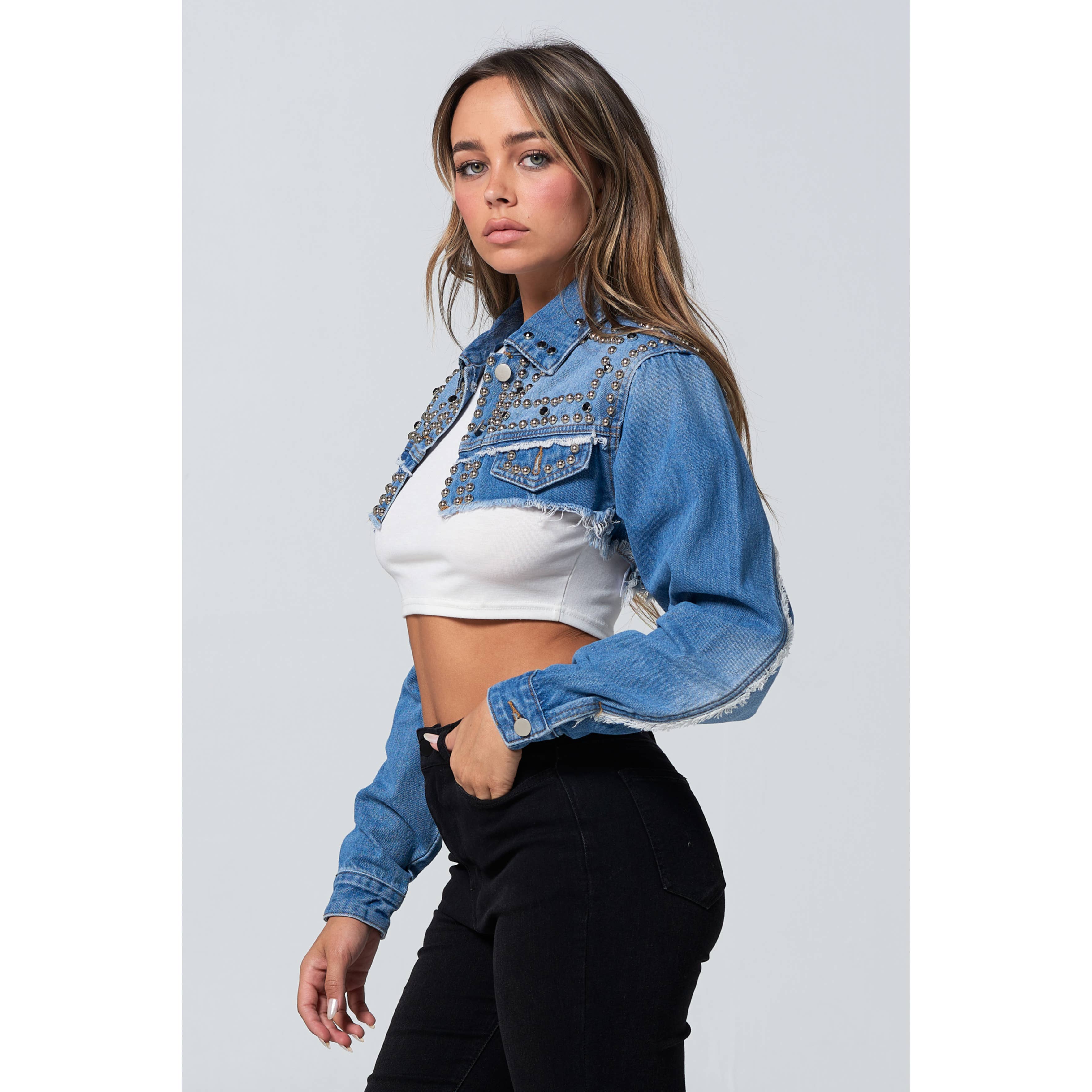 Blue Turtle - Wholesale Spijkerjack/spijkerjas - Dames - Cropjack met rock-'n-roll-studs, medium8