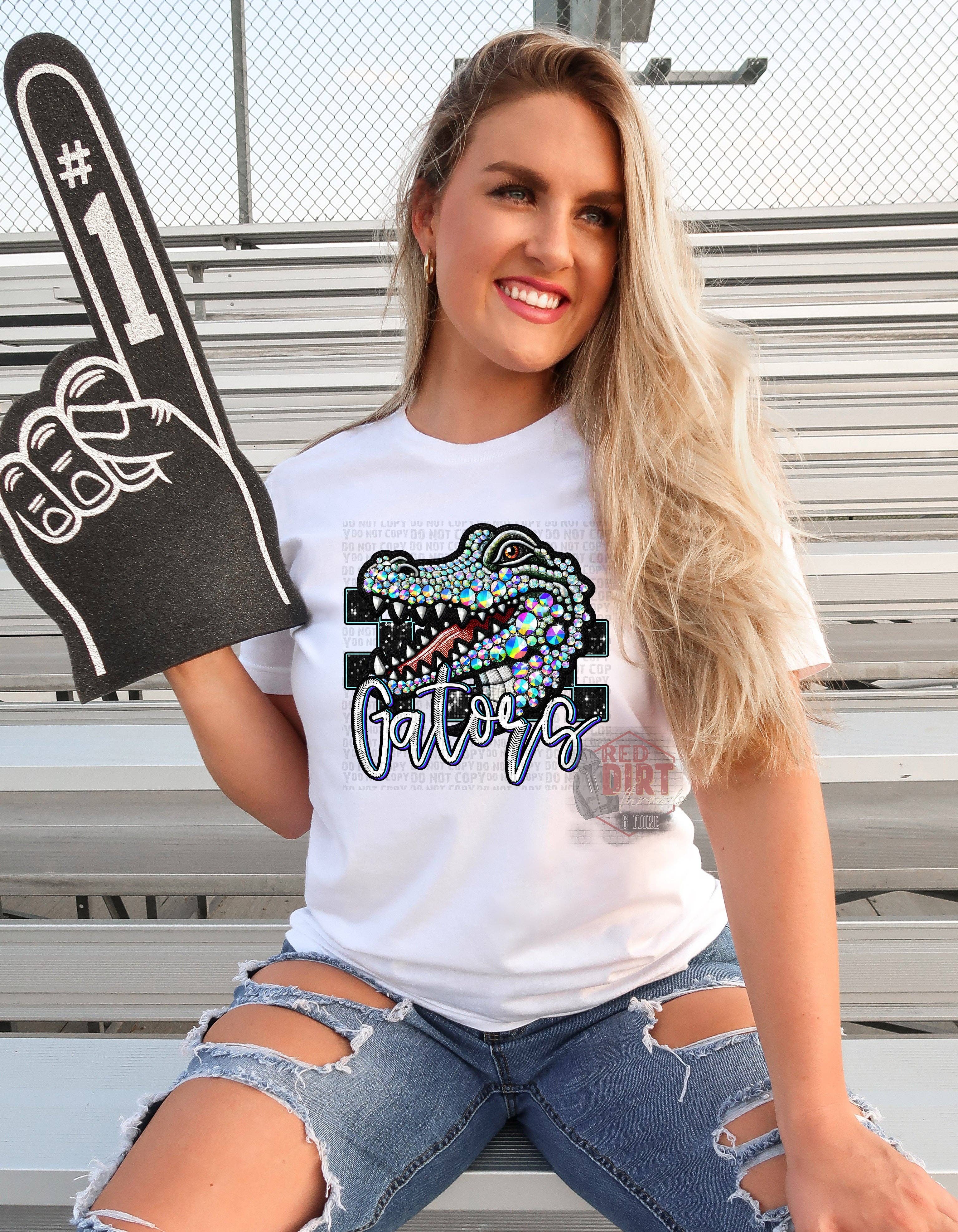 Red Dirt Transfers - Wholesale T-Shirt (Graphic) - Women's - Gators Faux Rhinestone T-Shirt | Trendy School Spirit Shirt | Fast Shipping | Super Soft Shirts for Men/Women/Kid's | Bella Canvas0