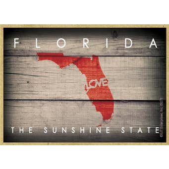 Florida: esquema del estado con «amor» y el lema estatal 2.5 pulgadas x 3 para venta al por mayor de SJT Enterprises, Inc.