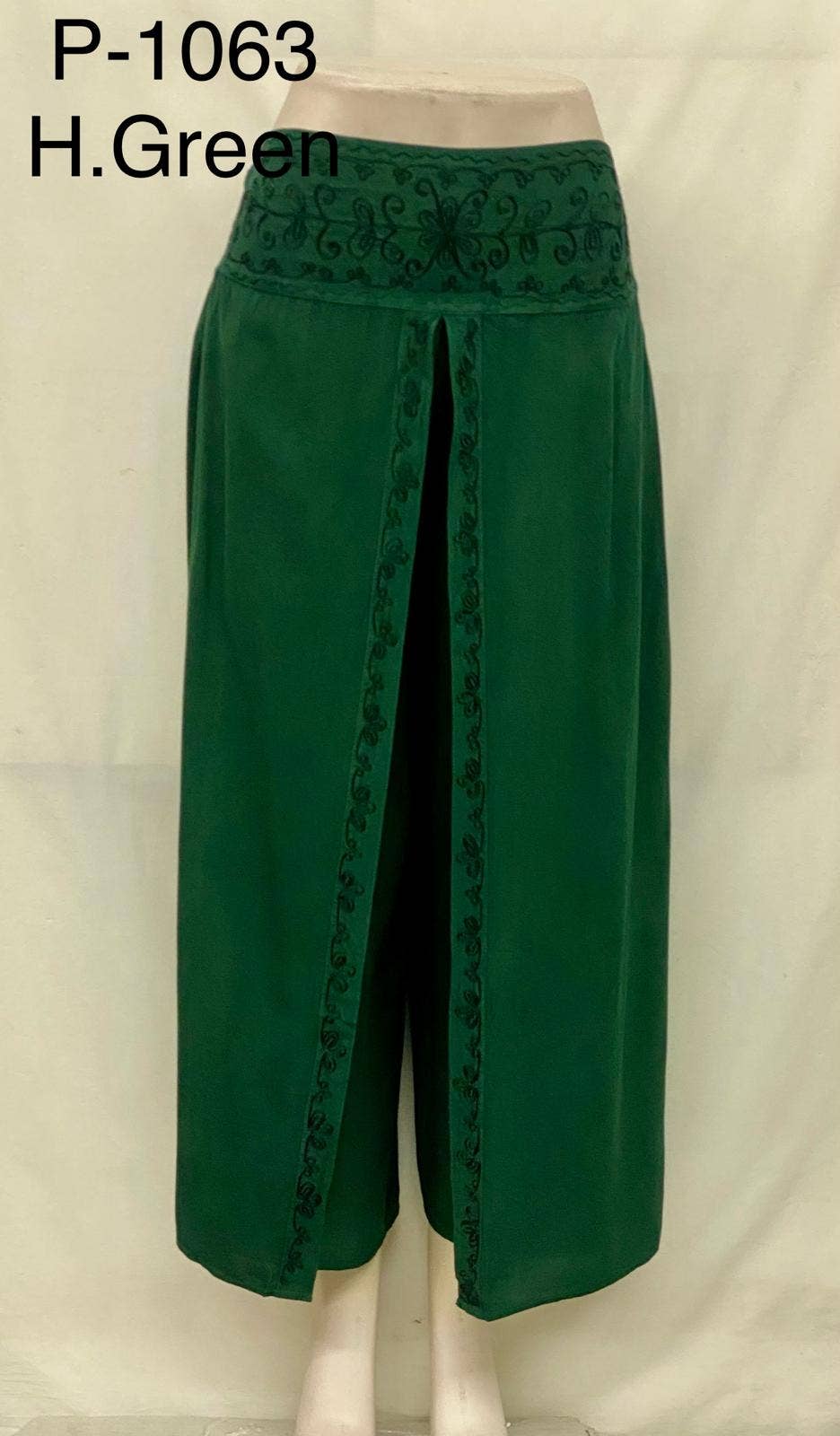 JUST CRUISING - India Casual Designs - Wholesale Pants - Women's - Wide-Leg Wrap Pants with Embroidered Waistband2