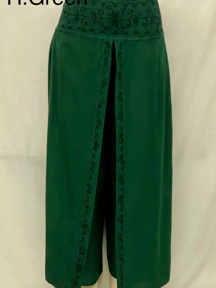 JUST CRUISING - India Casual Designs - Wholesale Pants - Women's - Wide-Leg Wrap Pants with Embroidered Waistband2