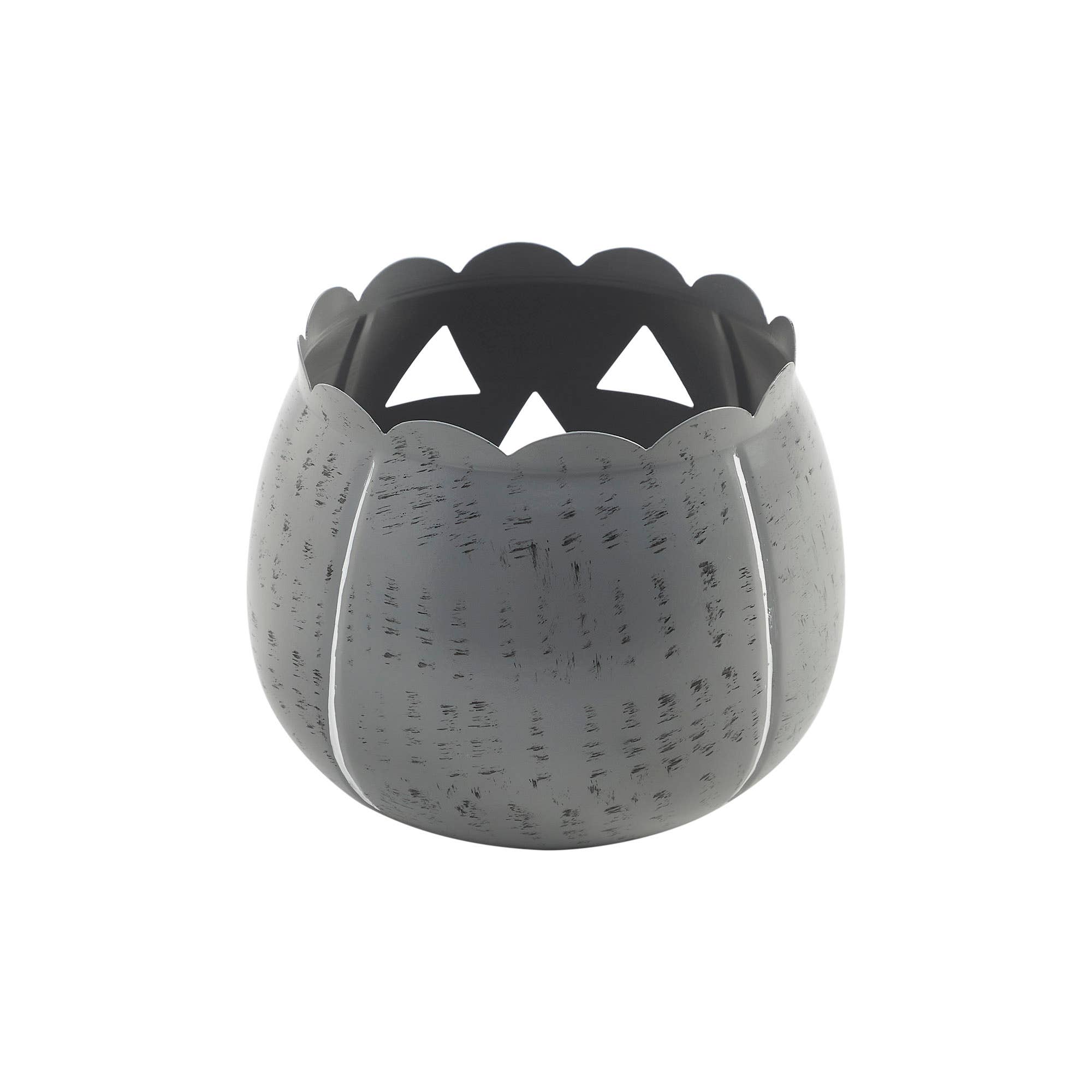 VHC Brands - Vente Bougeoirs - Porte-bougie citrouille d'Halloween gris antique décor de table d'automne saisonnier 15,88x19,05x19,05 cm4