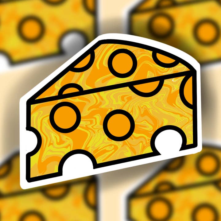 Cheese Sticker, Tie Dye -WATERPROOF Sticker for wholesale by Buzz Tie Dye Creations