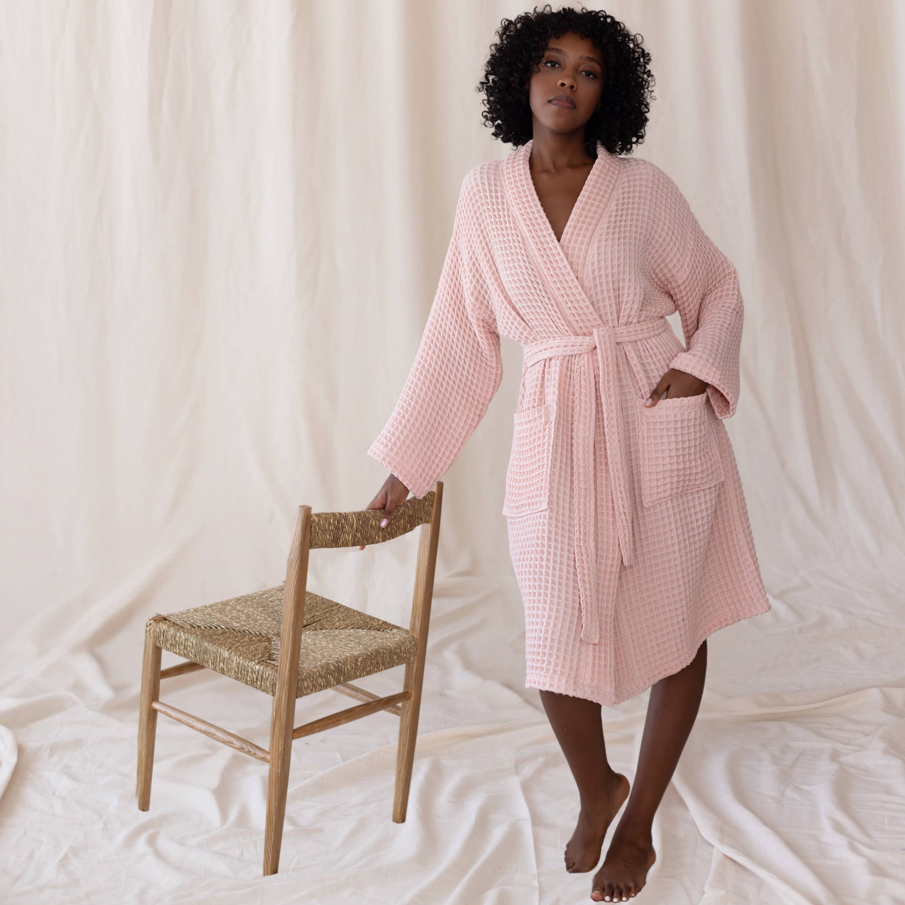 Vivamaison - Wholesale Robe - Unisex - Luxurious Waffle Kimono Bathrobe, 100% Cotton, Unisex Style54