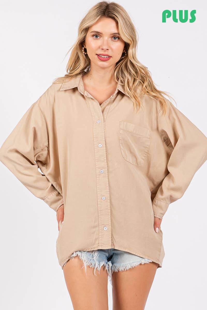 ZiA Apparel - Wholesale Button Down Shirt - Women's - V-NECK LAPEL COLLAR PLUS SIZE SHIRT 12
