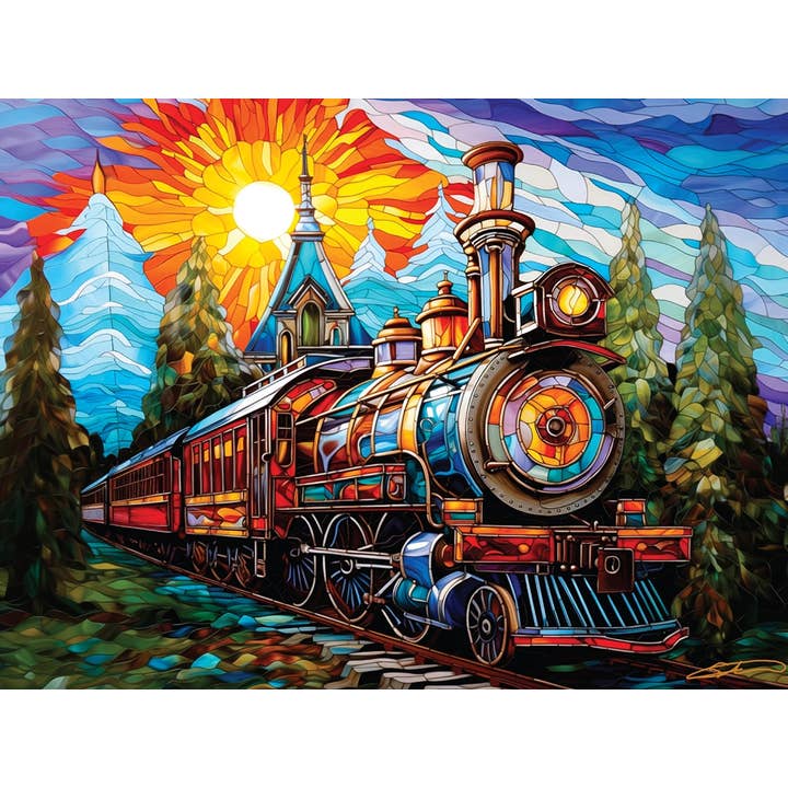 Shawna Stewart "Train Ride Through The Woods" for wholesale by Starz Puzzles LLC