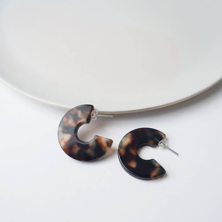 Custom Made - Wholesale Hoop Earrings - Foret Statement Acetate Resin Hoop Earrings5