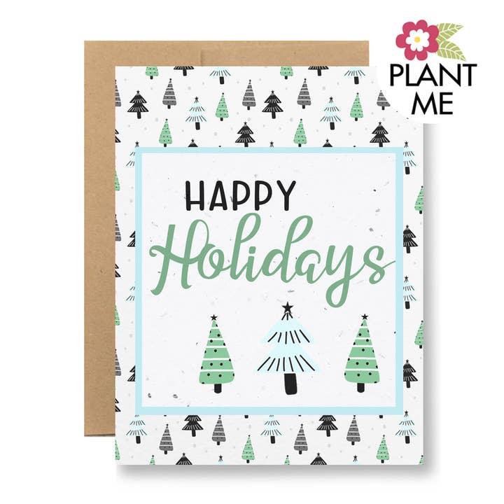 Plantable Seed Paper Greeting Card - Happy Holidays for wholesale by Seedy Cards