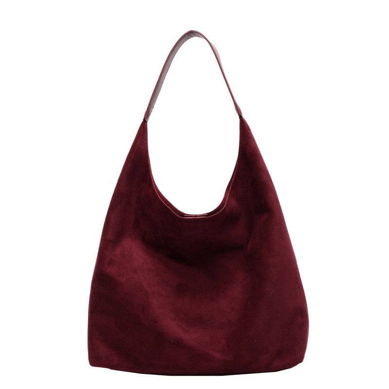 FurDecoration – Bolsa de ombro – Mulher por atacado – Mala de Ombro Grande em Camurça de Cor Sólida4