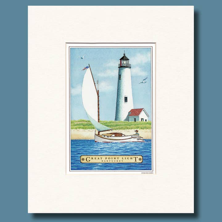 Great Point Leuchtturm, Nantucket ~ Mattierter Druck für den Großhandel von Gaines Graphics