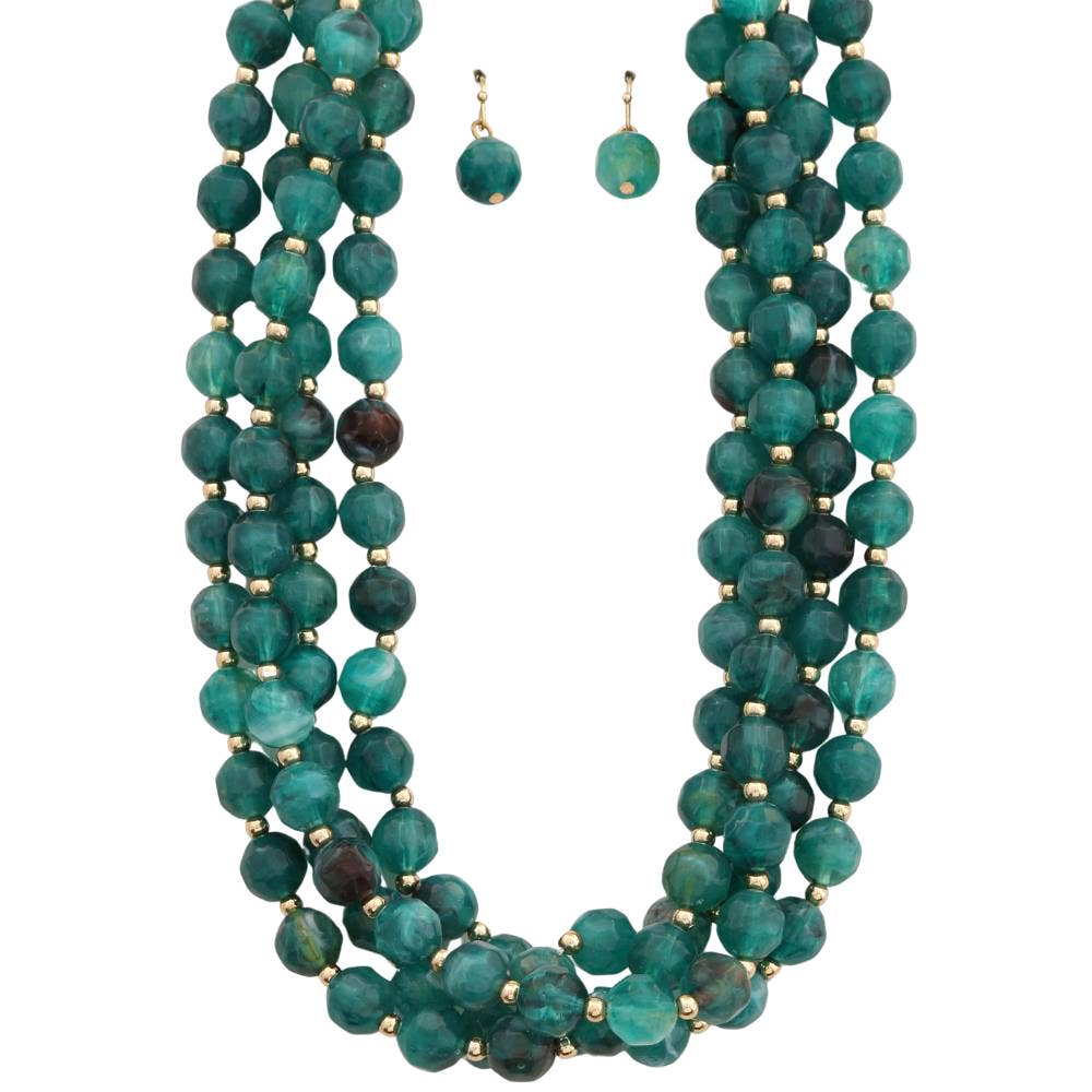 anbfashion - Wholesale Jewelry Set - MULTI STRAND NATURAL GEMSTONE BEADED NECKLACE SET N142488