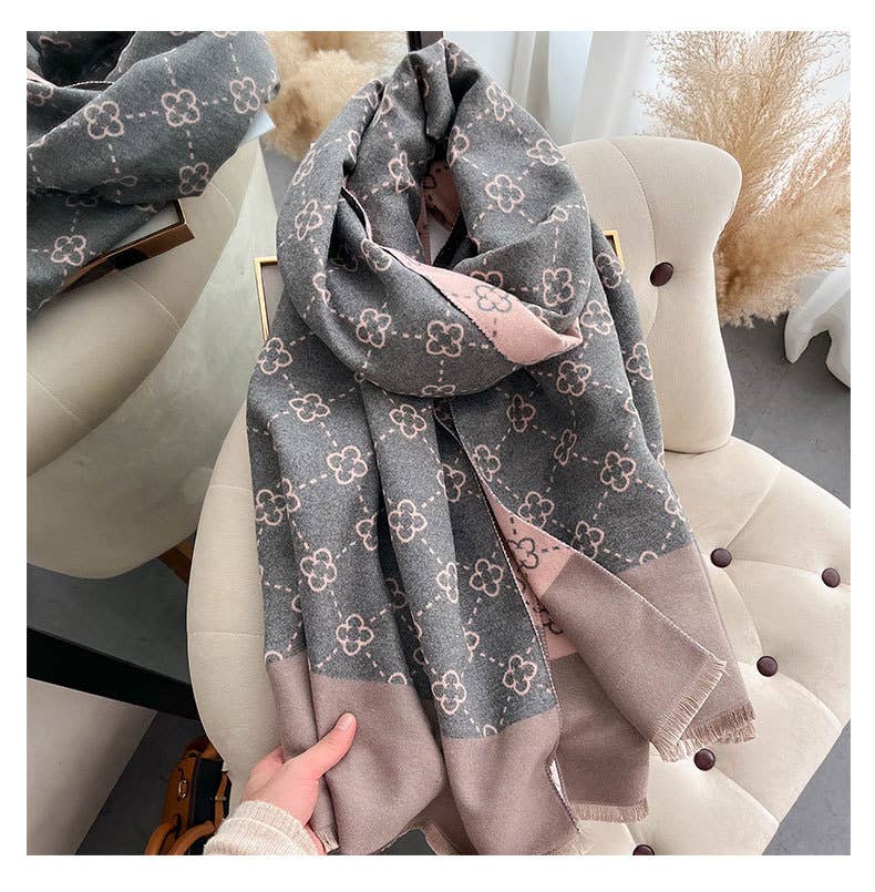 Little Trendy - Wholesale Scarf - Women's - Women's Warm Long Scarf Imitate Cashmere Flower Shawl 4