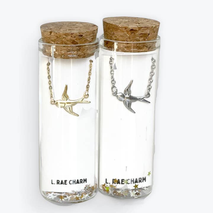 Bird Charm Necklace (Silver & Gold) for wholesale by L Rae Charm