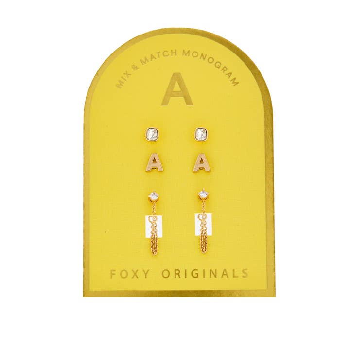 Foxy Originals - Wholesale Jewelry Set - Monogram Collection | Alphabet Mix & Match Earrings Pack1