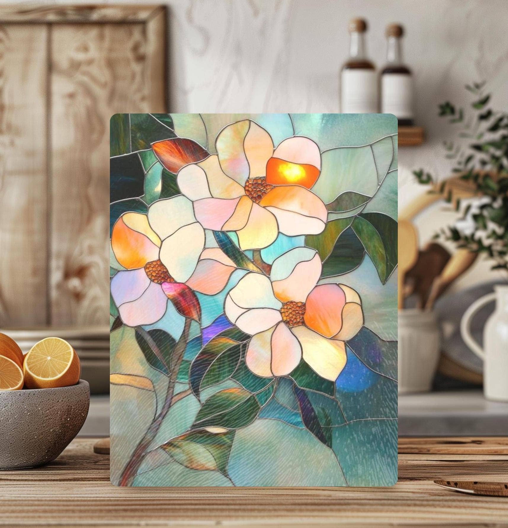 Fernville Creations - Wholesale Cutting Board - Imitation Stained Glass Flower Charcuterie Serving Tray6