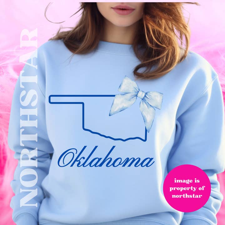 Oklahoma State Sweatshirt w Blue Bow for wholesale by Northstar