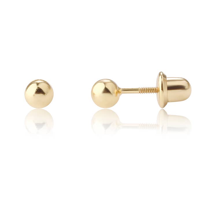 Brincos de bola banhados a ouro 14K para bebês e crianças por atacado de Cherished Moments