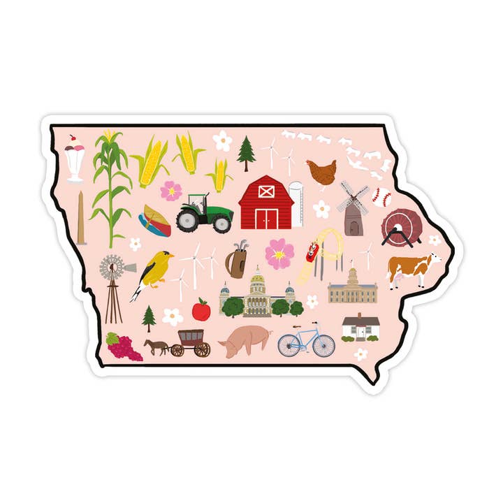 Vinylsticker uit Iowa - staatssticker, reiscadeau, souvenir voor wholesale door Bloomwolf Studio